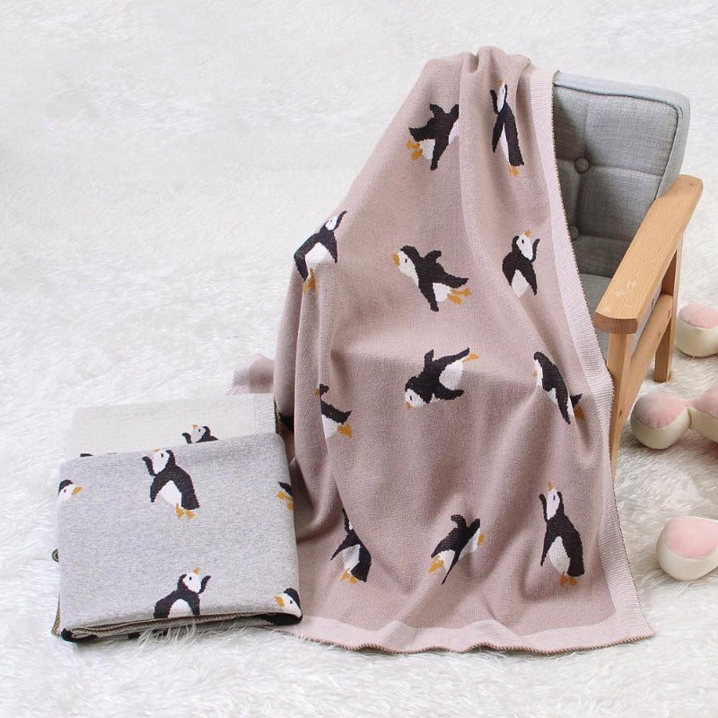 Little Penguin Baby Kids Cotton Knitted Blanket - Just Kidding Store