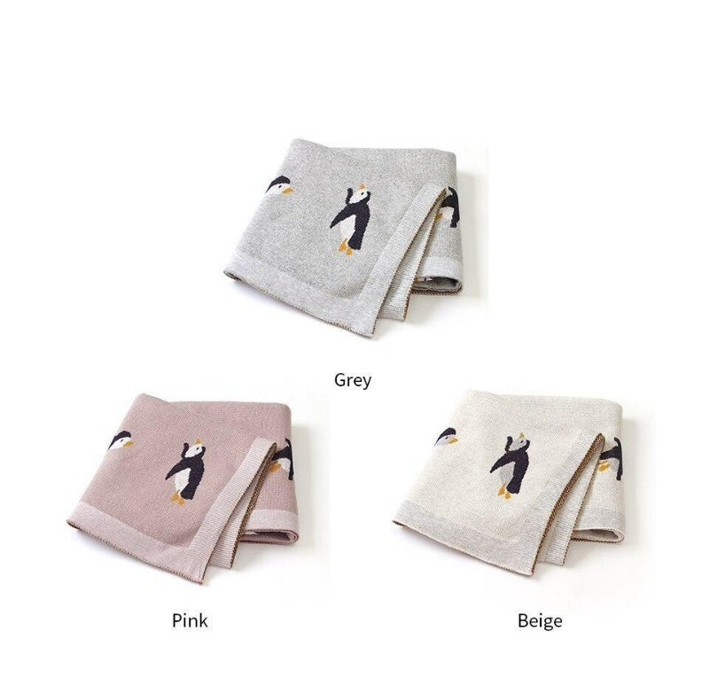 Little Penguin Baby Kids Cotton Knitted Blanket - Just Kidding Store