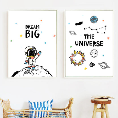 The Universe Canvas Wall Art Kids Space Posters - Just Kidding Store