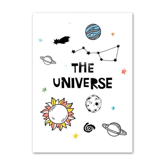 The Universe Canvas Wall Art Kids Space Posters - Just Kidding Store