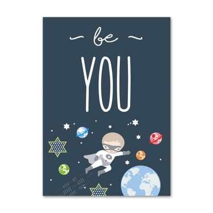Mini Astronaut Canvas Wall Art Nursery Outer Space  Posters -  Just Kidding Store