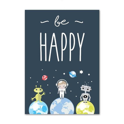 Mini Astronaut Canvas Wall Art Nursery Outer Space  Posters -  Just Kidding Store