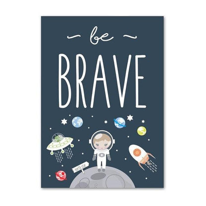 Mini Astronaut Canvas Wall Art Nursery Outer Space  Posters -  Just Kidding Store