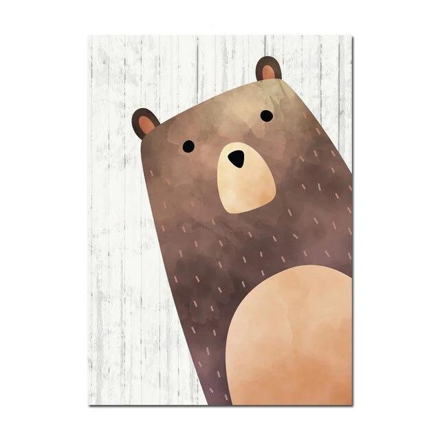 Woodland Animals Kids Canvas Art Raccoon Bear Fox - Just Kidding Store