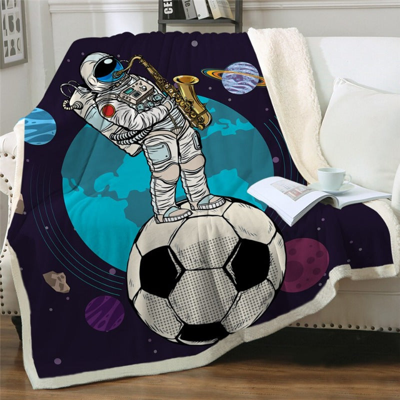 Spaceman Outer Space Kids Soft Sherpa Blanket - Just Kidding Store