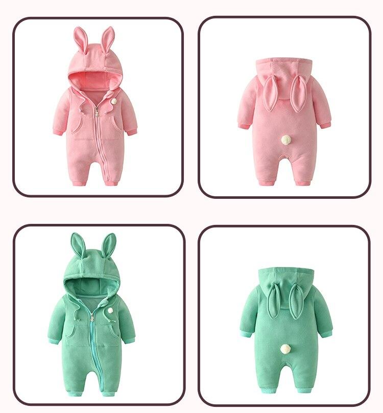 Bunny Rabbit Baby Kids Hooded Winter Romper - Just Kidding Store