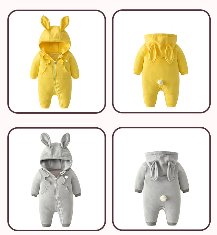 Bunny Rabbit Baby Kids Hooded Winter Romper - Just Kidding Store