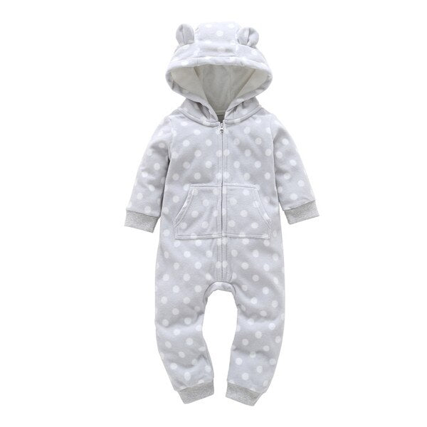 White Dots Romper - Baby KIds Winter Jumpsuit - Just Kidding Store
