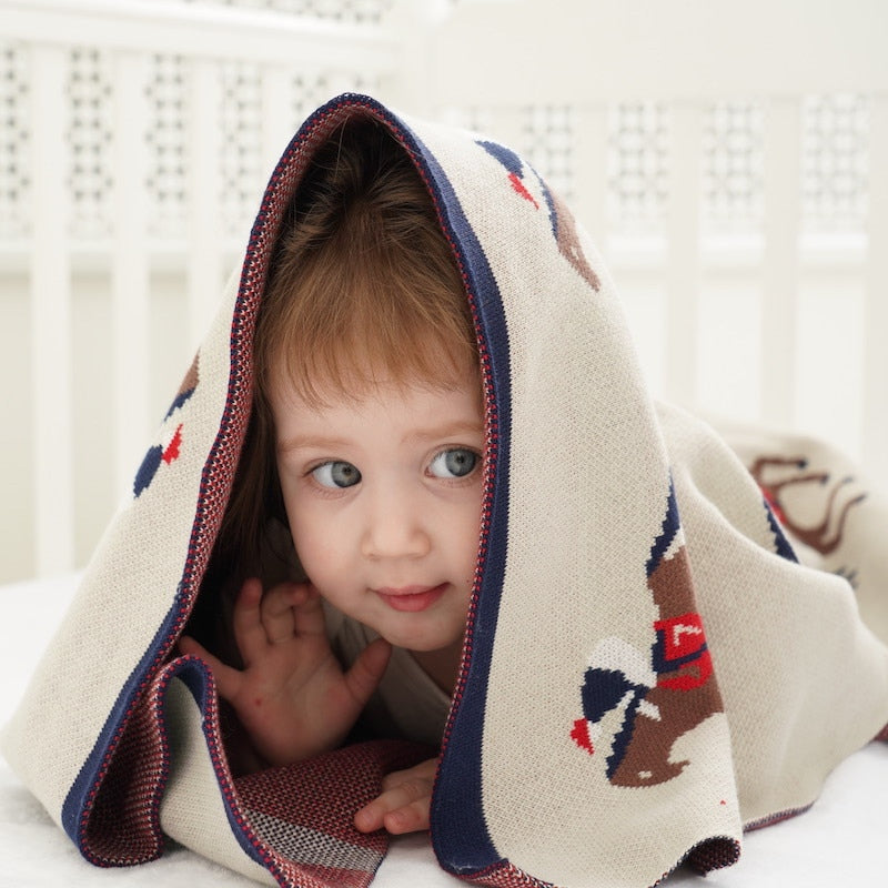 Brown Horse Baby Kids Cotton Knitted Blanket - Just Kidding Store