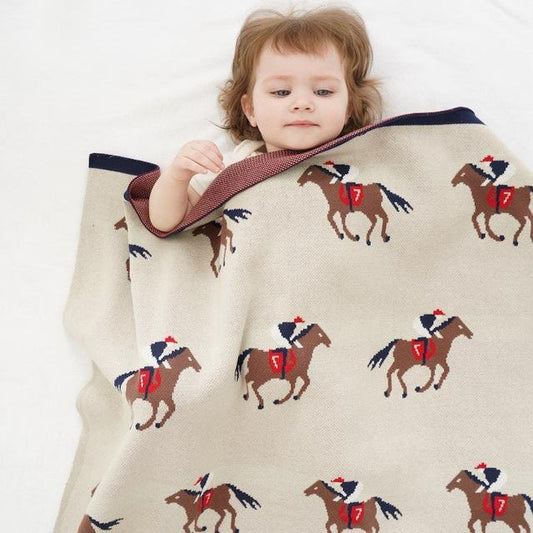 Brown Horse Baby Kids Cotton Knitted Blanket - Just Kidding Store