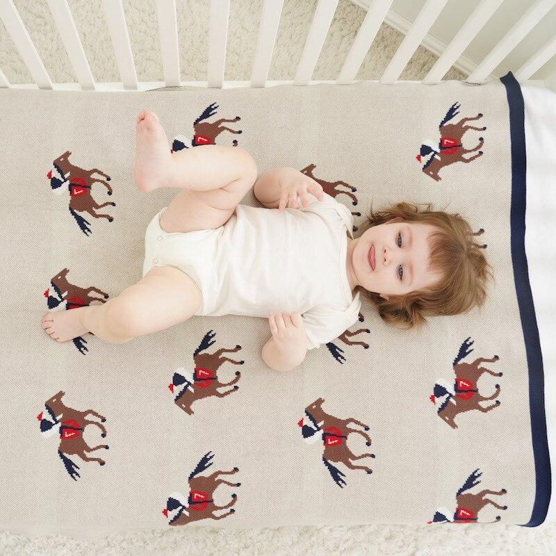 Brown Horse Baby Kids Cotton Knitted Blanket - Just Kidding Store
