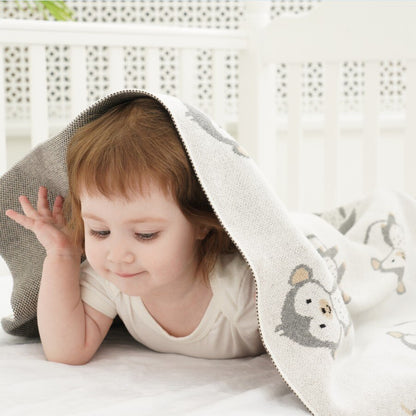Little Monkey Cotton Baby Kids Knitted Blanket - Just Kidding Store
