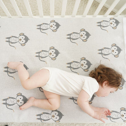 Little Monkey Cotton Baby Kids Knitted Blanket - Just Kidding Store