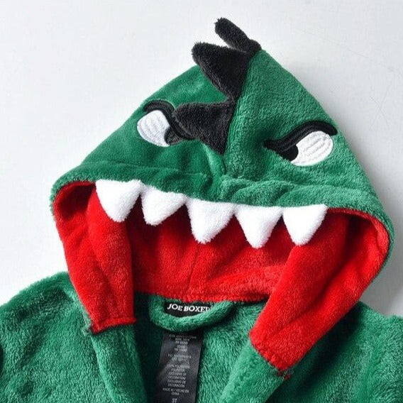 Green Dinosaur Kids Hooded Robe Dino Dressing Gown - Just Kidding Store