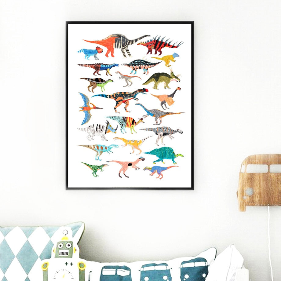 Guide To Dinosaurs Kids Canvas Wall Art - Just Kidding Store