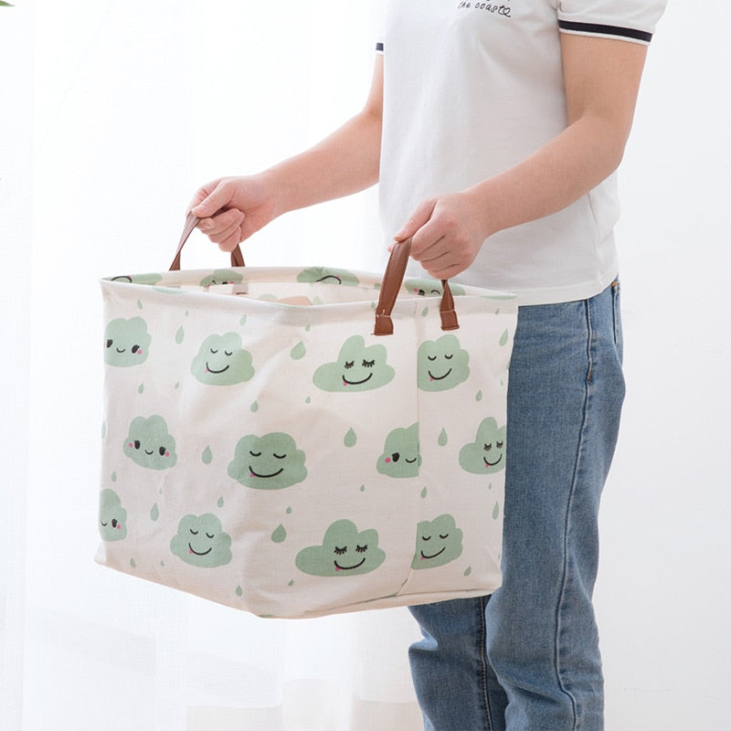 Clouds Cube Canvas Basket -  Toy Storage Box - Just Kidding Store