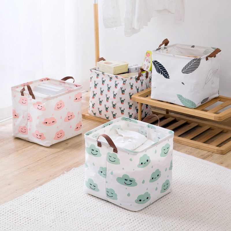 Clouds Cube Canvas Basket -  Toy Storage Box - Just Kidding Store