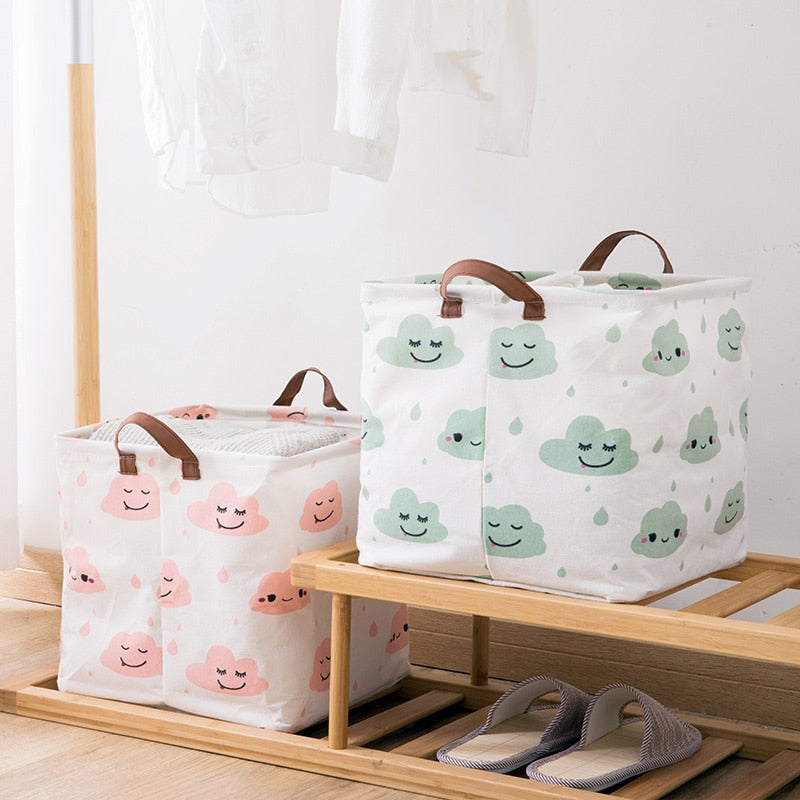 Clouds Cube Canvas Basket -  Toy Storage Box - Just Kidding Store