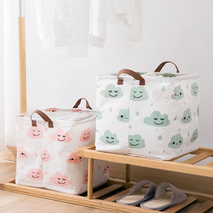 Clouds Cube Canvas Basket -  Toy Storage Box - Just Kidding Store
