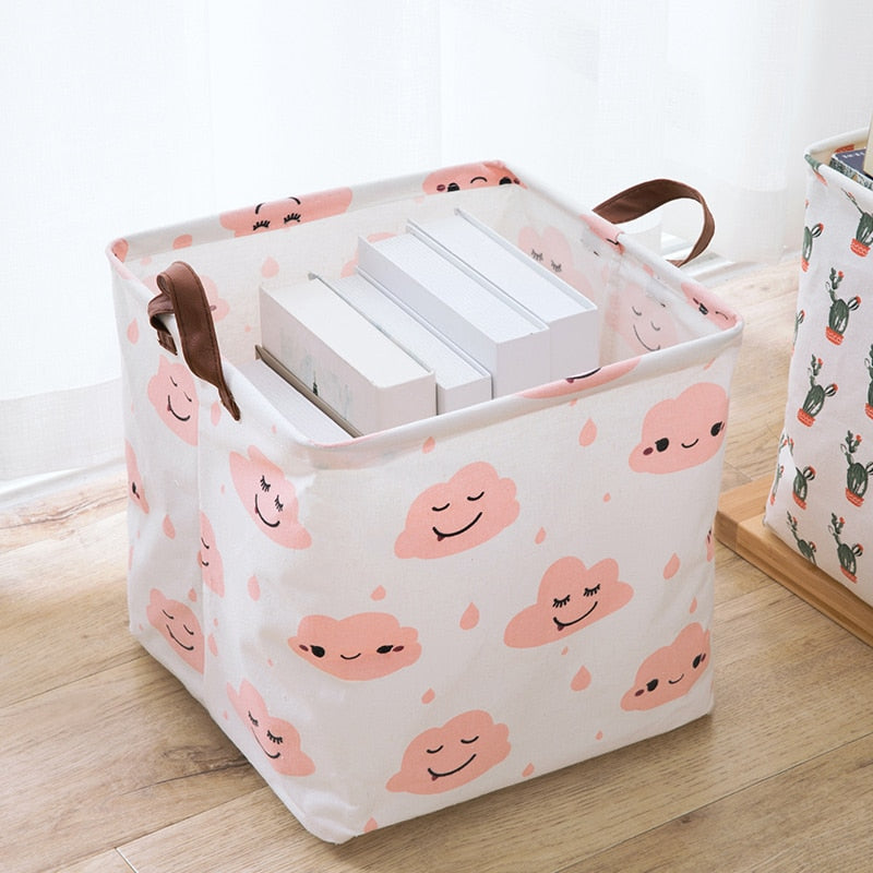 Clouds Cube Canvas Basket -  Toy Storage Box - Just Kidding Store