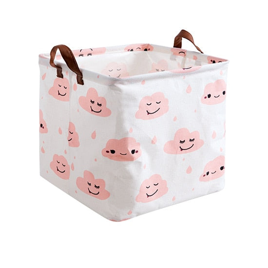 Clouds Cube Canvas Basket -  Toy Storage Box - Just Kidding Store