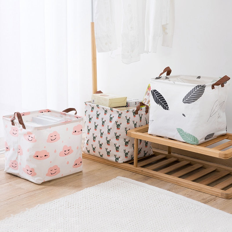 Clouds Cube Canvas Basket -  Toy Storage Box - Just Kidding Store