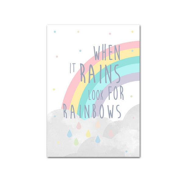 Rainbow Canvas Wall Art  - When It Rains Look For Rainbow - When It's Dark Look For Stars - Just Kidding Store