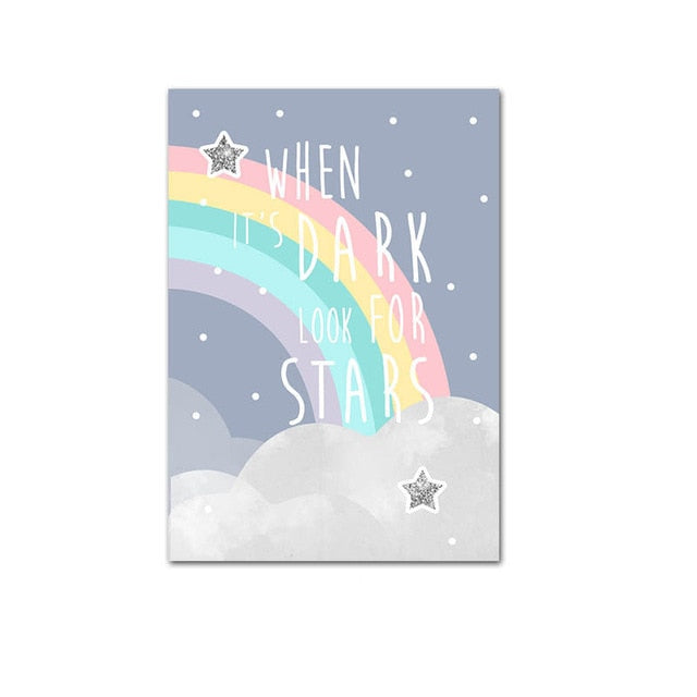 Rainbow Canvas Wall Art  - When It Rains Look For Rainbow - When It's Dark Look For Stars - Just Kidding Store