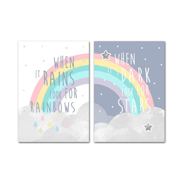 Rainbow Canvas Wall Art  - When It Rains Look For Rainbow - When It's Dark Look For Stars - Just Kidding Store