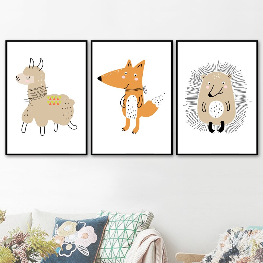 Canvas Wall Art - Unicorn llama Hedgehog Fox Deer Koala - Just Kidding Store