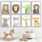 Watercolor Animal Series Canvas Wall Art - Bear Leopard Hippo Lion Monkey Giraffe Sloth Alligator Koala