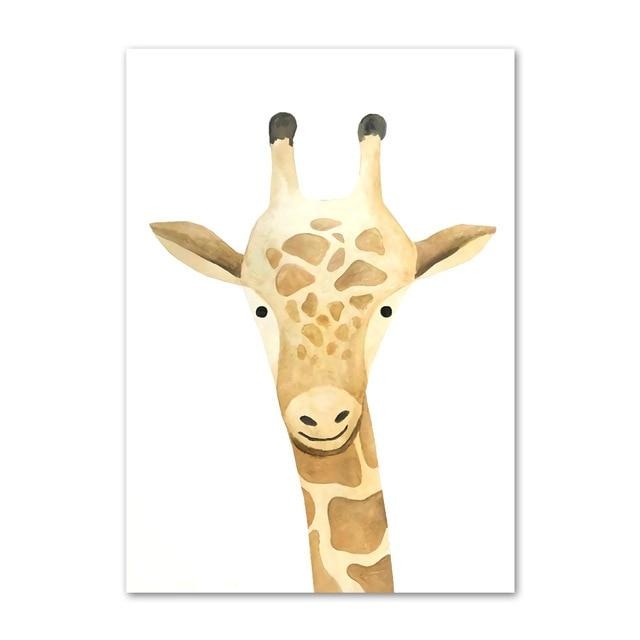 Watercolor Animal Series Canvas Wall Art - Bear Leopard Hippo Lion Monkey Giraffe Sloth Alligator Koala