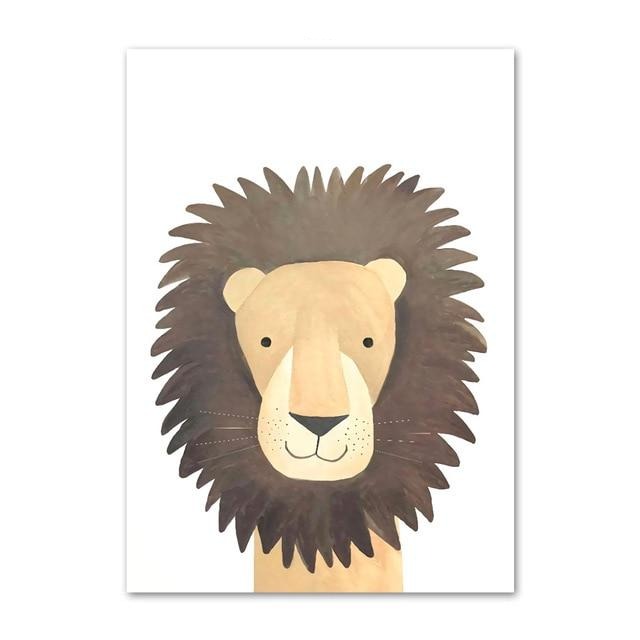 Watercolor Animal Series Canvas Wall Art - Bear Leopard Hippo Lion Monkey Giraffe Sloth Alligator Koala