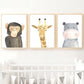 Watercolor Animal Series Canvas Wall Art - Bear Leopard Hippo Lion Monkey Giraffe Sloth Alligator Koala