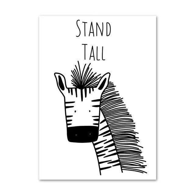 Monochrome Canvas Kids Wall Art Nordic Animal Series - Just Kidding Store