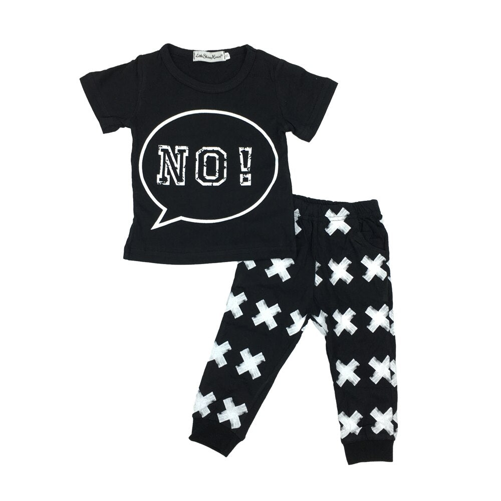 Kids Monochrome No! Pajama Set - Just Kidding Store
