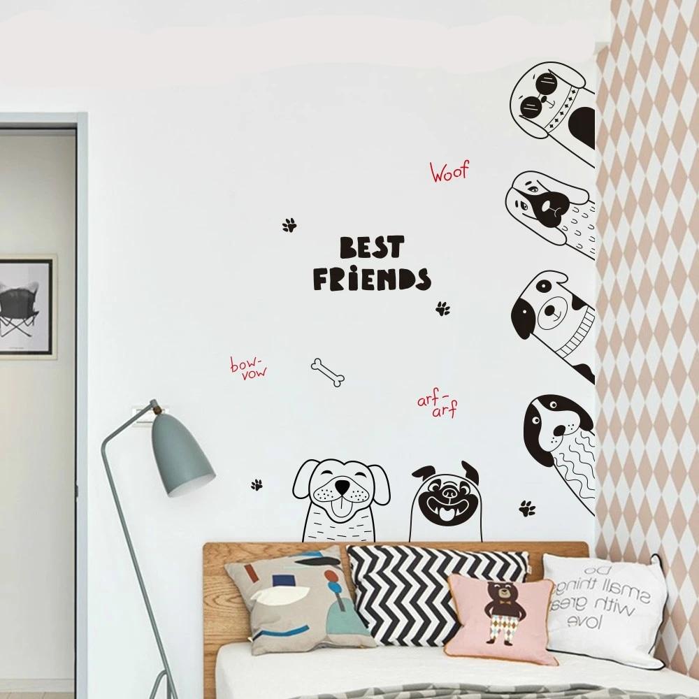 Peeking Dogs Corner Wall Sticker Kids Wall Decals - Just Kidding Store