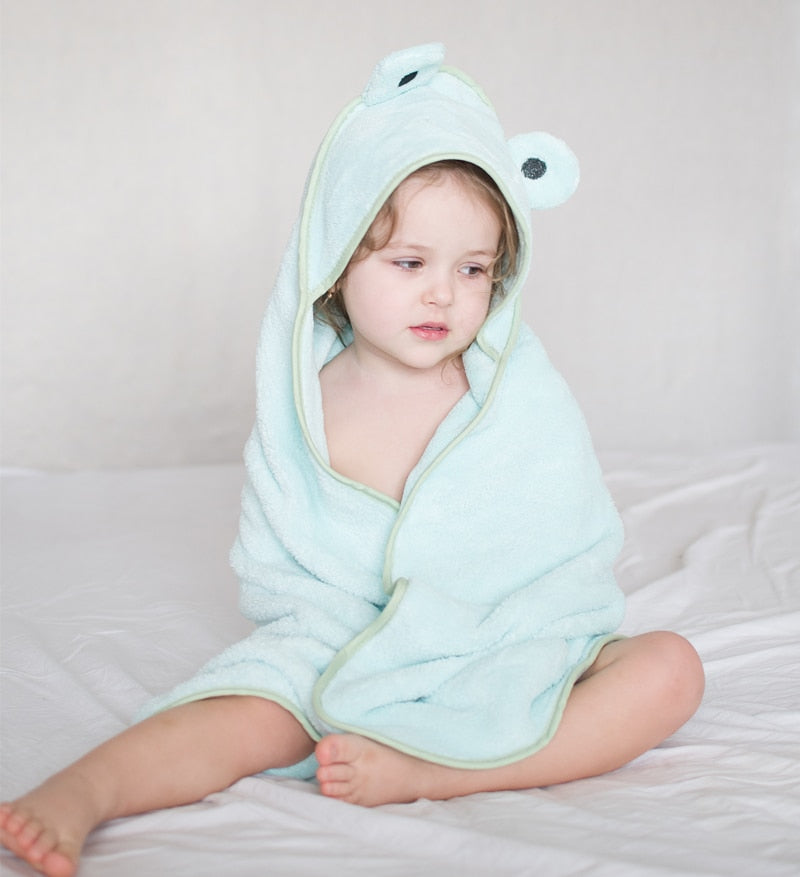 Hooded Fleece Towel - Baby Kids Bath Poncho Wrap - Just Kidding Store