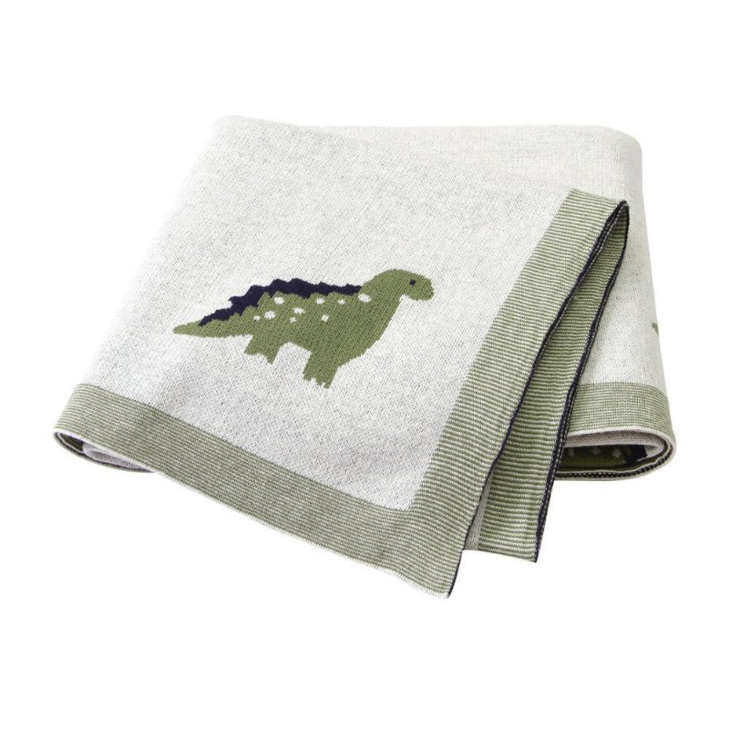 Little Dinosaur Baby Kids Cotton Knitted Blanket - Just Kidding Store