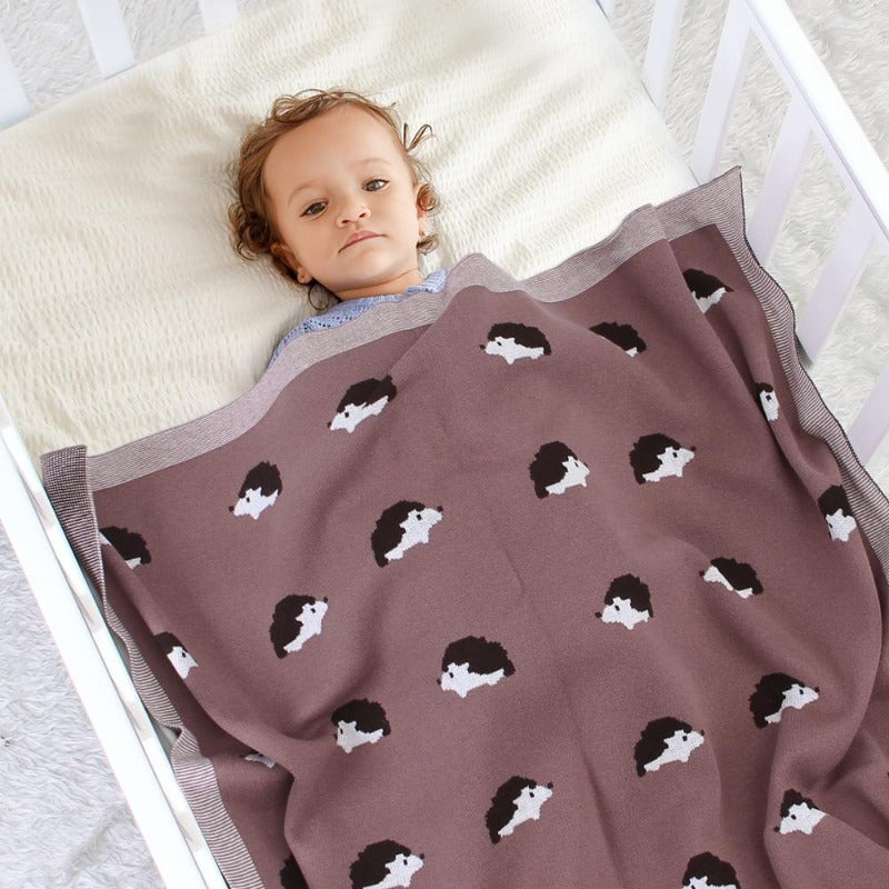 Little Hedgehog Cotton Baby Kids Knitted Blanket - Just Kidding Store