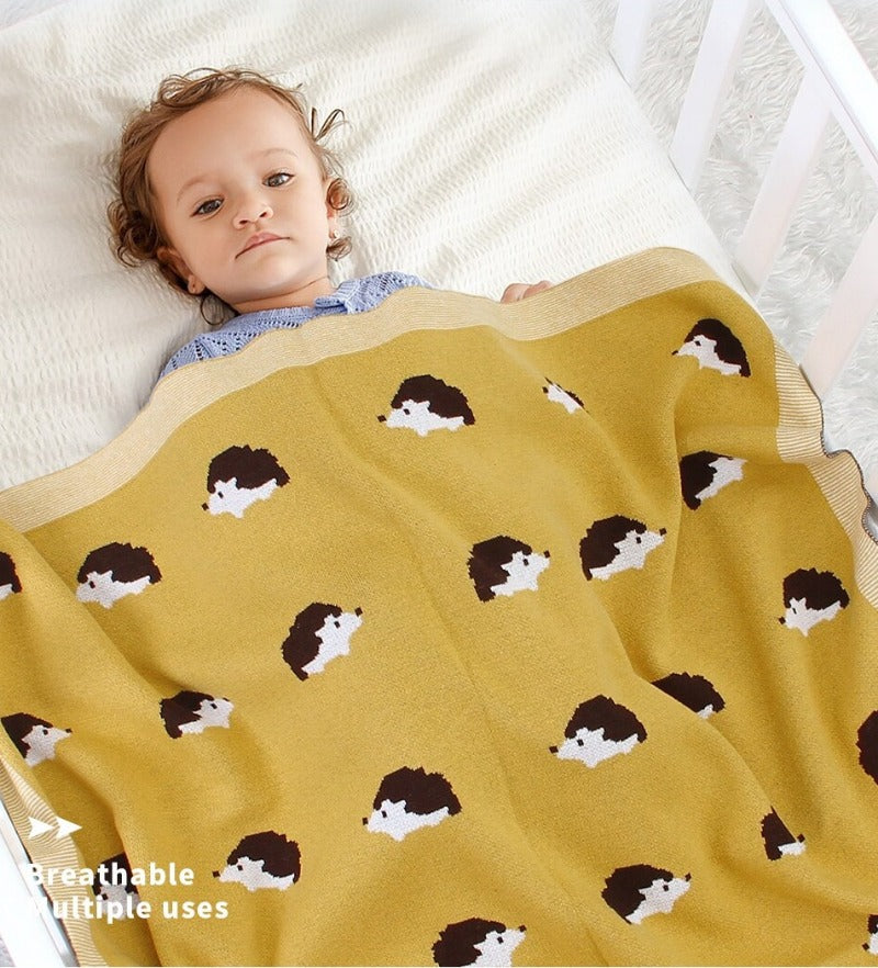 Little Hedgehog Cotton Baby Kids Knitted Blanket - Just Kidding Store