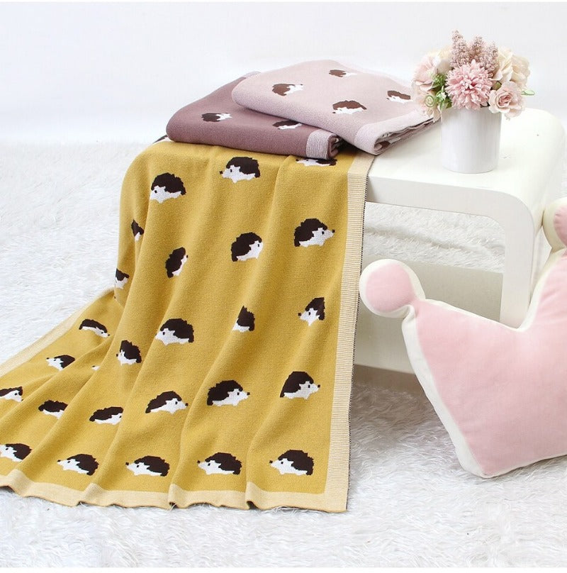 Little Hedgehog Cotton Baby Kids Knitted Blanket - Just Kidding Store