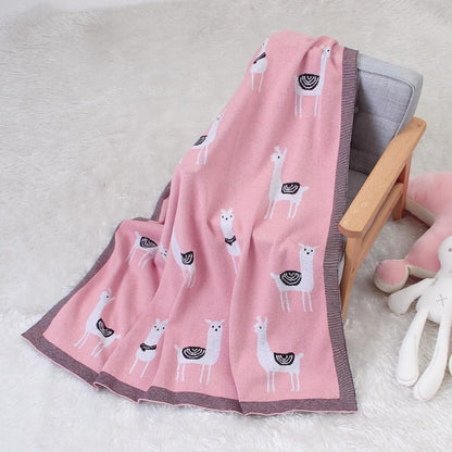 Little Alpaca Baby Kids Cotton Knitted Blanket - Just Kidding Store