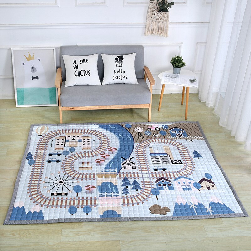 Road Map Oversized Quilted Play Mat Anti Skid Carpet - Just Kidding Store