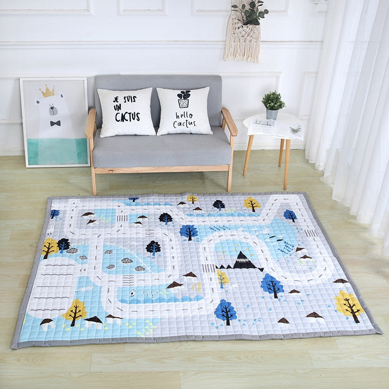 Road Map Oversized Quilted Play Mat Anti Skid Carpet - Just Kidding Store