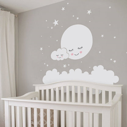 Sleepy Moon Cloud Stars Nursery Wall Decal  - Just Kidding Store