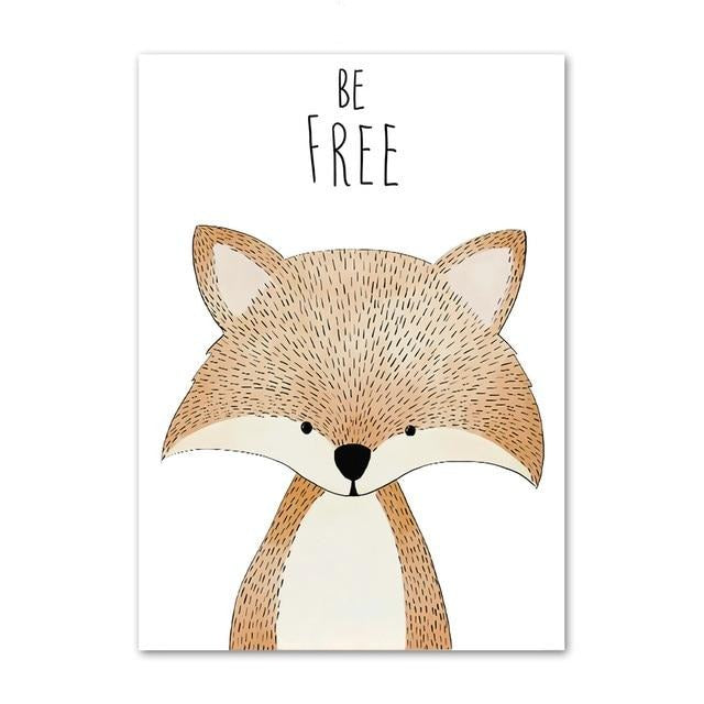 Woodland Animals Canvas Art - Deer Bear Fox Rabbit Raccoon Hedgehog - Just Kidding Store