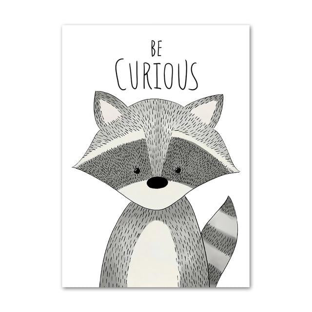 Woodland Animals Canvas Art - Deer Bear Fox Rabbit Raccoon Hedgehog - Just Kidding Store
