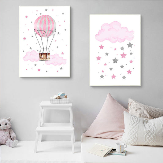 Cloud Hot Air Balloon Canvas Wall Art Nursery Posters - Just Kidding S…