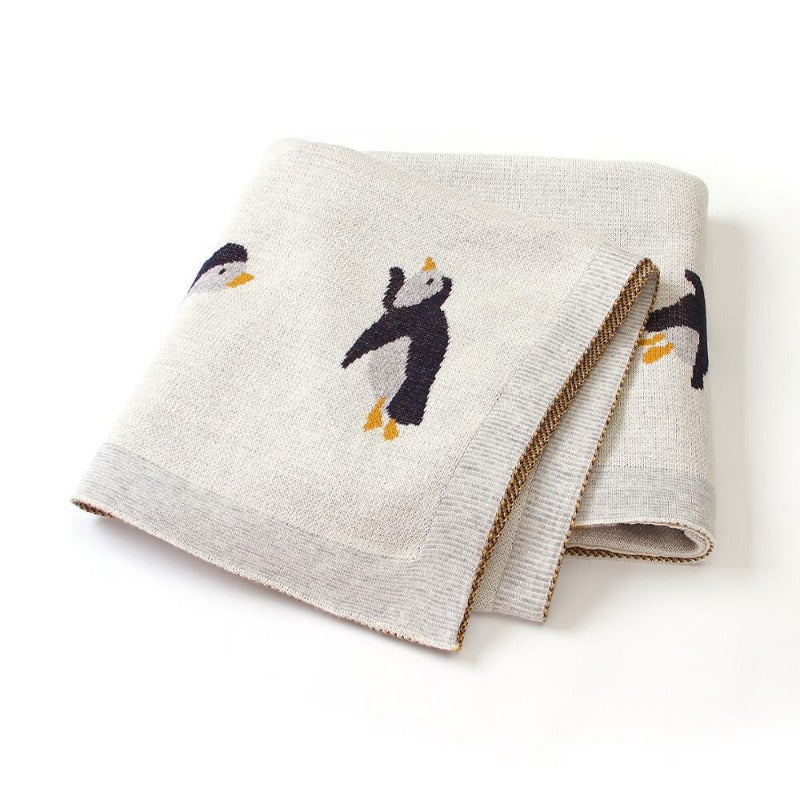 Little Penguin Baby Kids Cotton Knitted Blanket - Just Kidding Store
